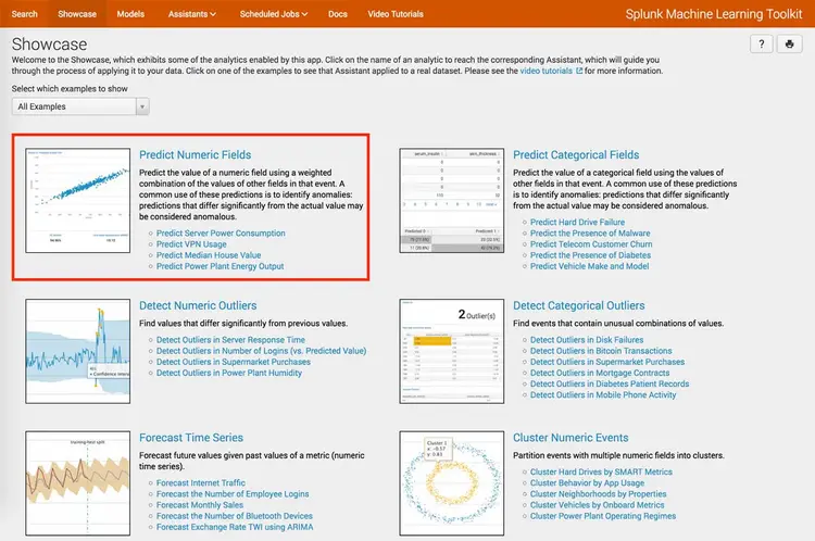 Splunk Showcase Predict Numeric Fields