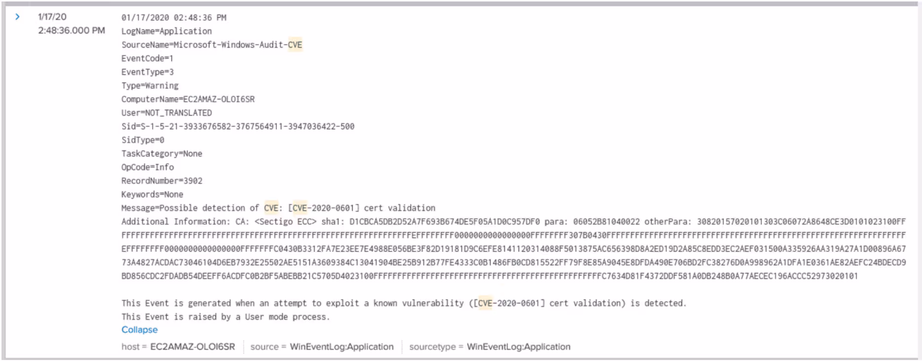 CVE-2020-0601 audit log file