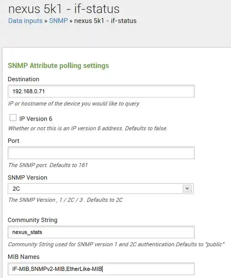 SNMP Configuration Screen