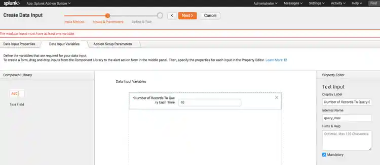 Data Input Variables