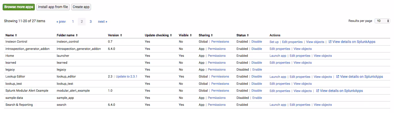 Example app successfully installed