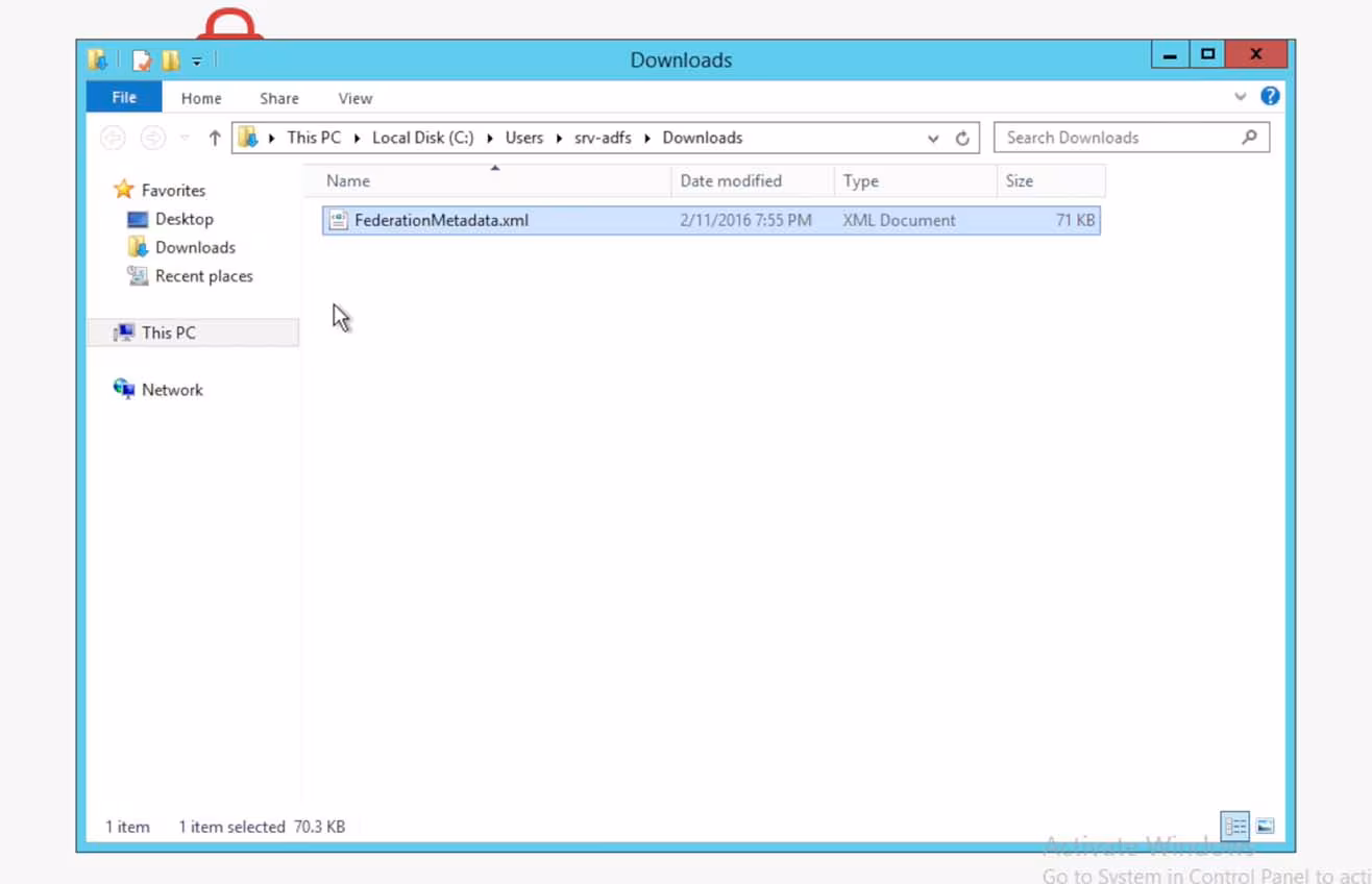 Step 34 download xml metadata