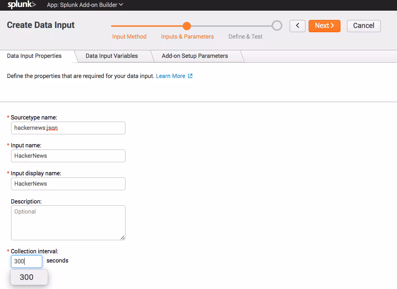 Data Input Properties