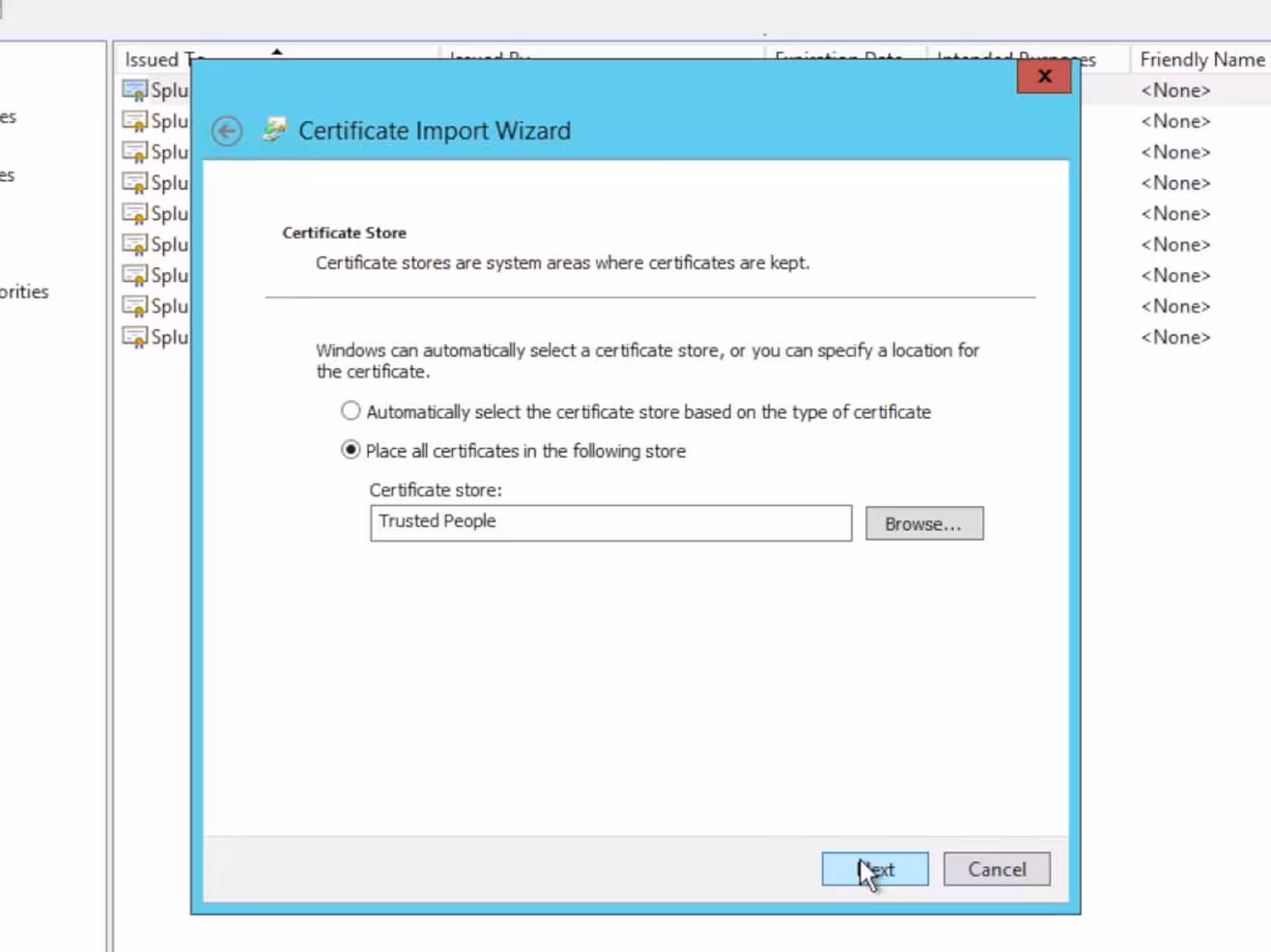 Step 31 Certificate Store
