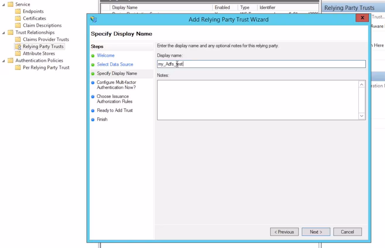 Step 6 enter display name